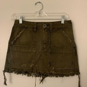 Free People army green utility jean skirt